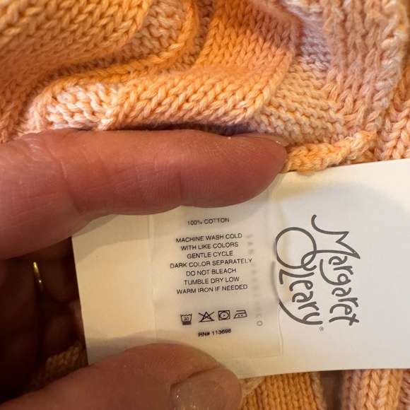 NWT Margaret O’Leary Cable Knit Crewneck Sweater – Peach, Size S - Picture 8 of 13